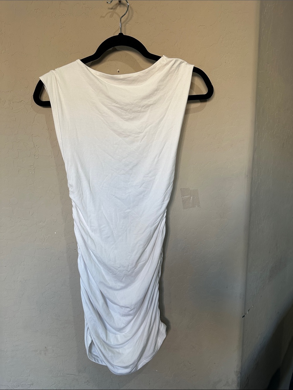 White Fox Boutique White Sleeveless Ruched Midi Dress